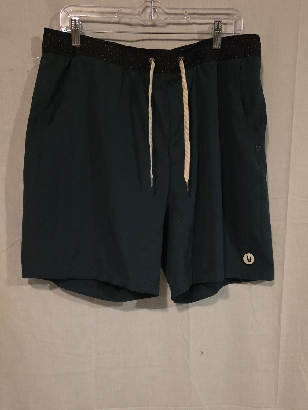 Vuori Men's Dark Teal Swim/Active Shorts with Black Waistband